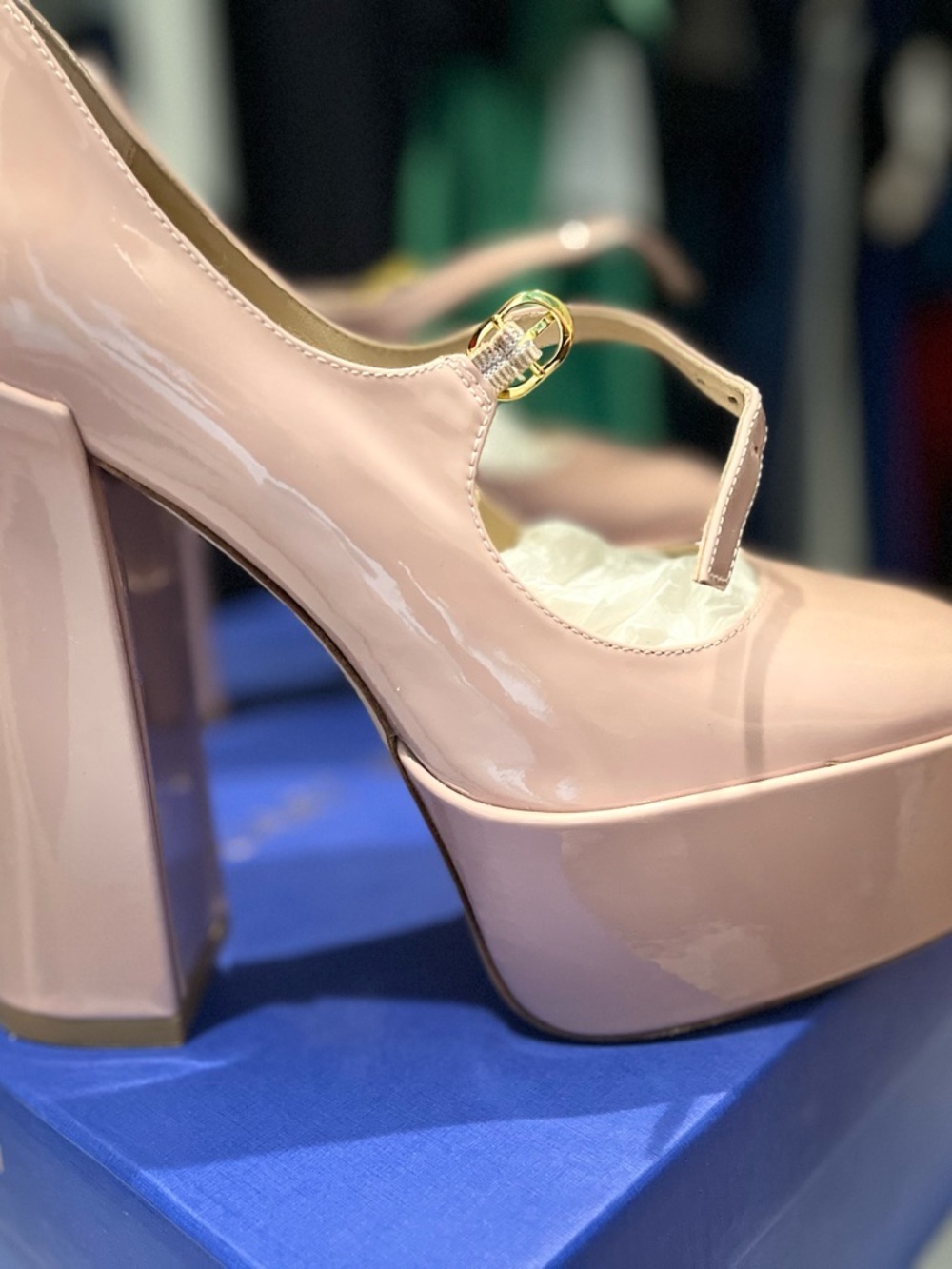 Stuart Weitzman Pale Pink Patent Mary Jane Platform Heels